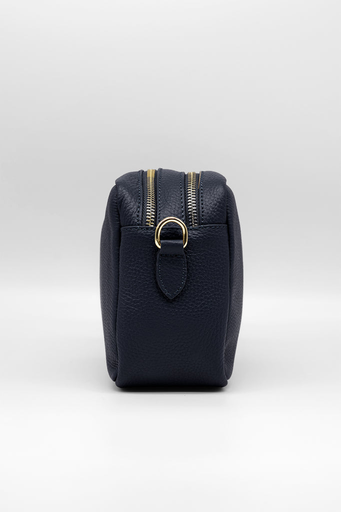 Crossbody-Bag ALIA aus genarbtem Leder in dunkelblau