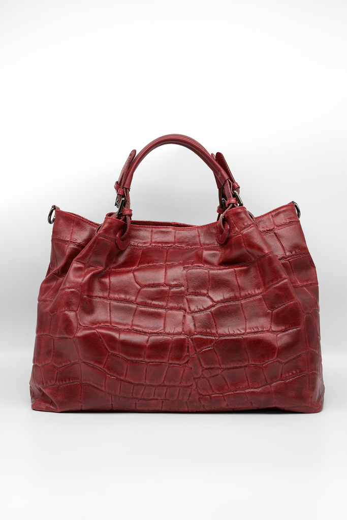 Handtasche CAROLINA mit Kroko-Prägung in rot