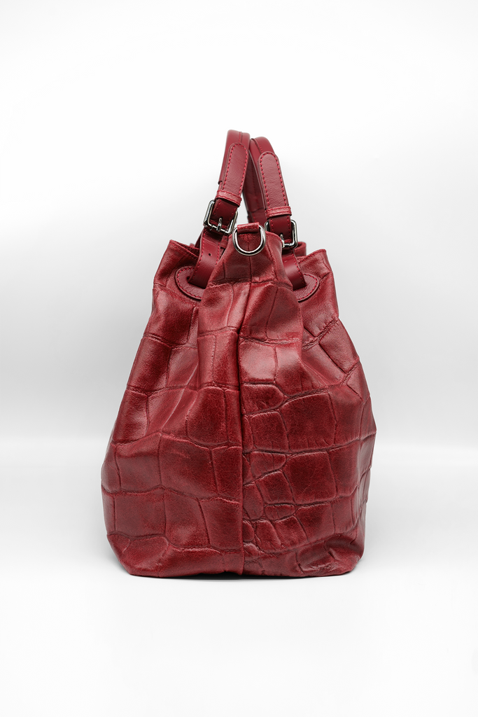 Handtasche CAROLINA mit Kroko-Prägung in rot