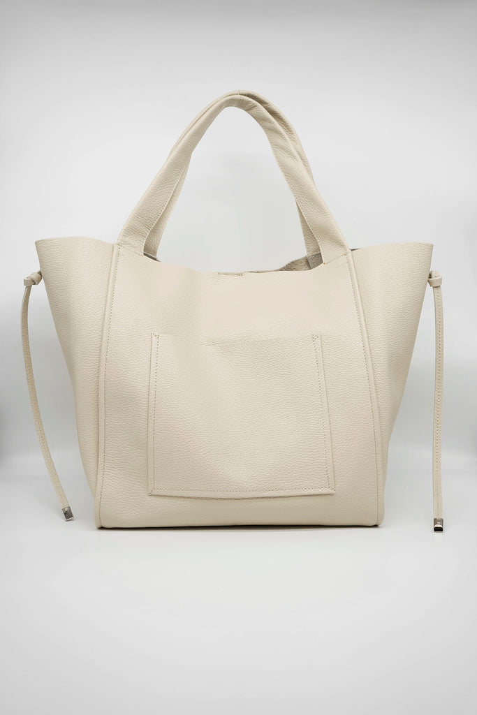 Ledershopper DANI aus genarbtem Leder in creme